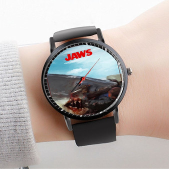Pastele Jaws Custom Watch Awesome Unisex Black Classic Plastic Quartz Watch for Men Women Premium Gift Box Watches