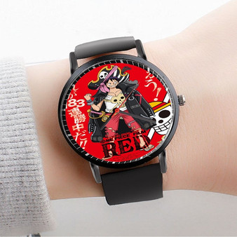 Pastele Luffy One Piece Film Red Custom Watch Awesome Unisex Black Classic Plastic Quartz Watch for Men Women Premium Gift Box Watches