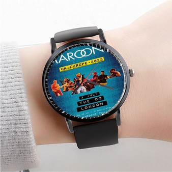 Pastele Maroon 5 2023 Tour Custom Watch Awesome Unisex Black Classic Plastic Quartz Watch for Men Women Premium Gift Box Watches