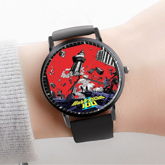 Pastele Mob Psycho 100 Custom Watch Awesome Unisex Black Classic Plastic Quartz Watch for Men Women Premium Gift Box Watches