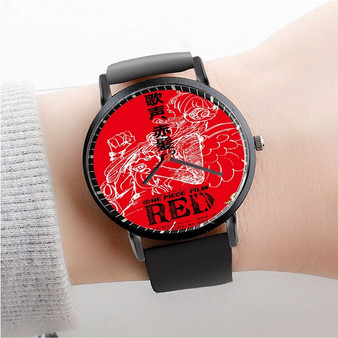 Pastele One Piece Film Red Anime Custom Watch Awesome Unisex Black Classic Plastic Quartz Watch for Men Women Premium Gift Box Watches