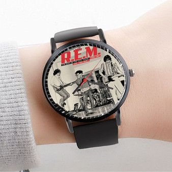 Pastele R E M Band Custom Watch Awesome Unisex Black Classic Plastic Quartz Watch for Men Women Premium Gift Box Watches