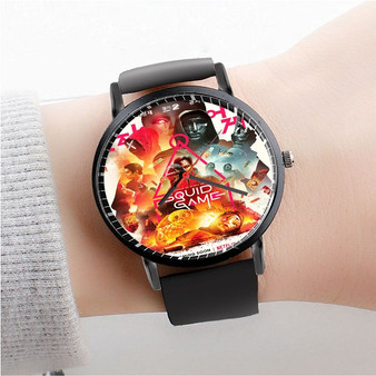 Pastele Squid Game 2 Custom Watch Awesome Unisex Black Classic Plastic Quartz Watch for Men Women Premium Gift Box Watches