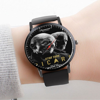 Pastele Star Trek Picard Custom Watch Awesome Unisex Black Classic Plastic Quartz Watch for Men Women Premium Gift Box Watches