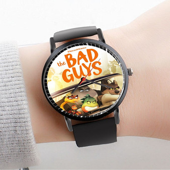 Pastele The Bad Guys jpeg Custom Watch Awesome Unisex Black Classic Plastic Quartz Watch for Men Women Premium Gift Box Watches
