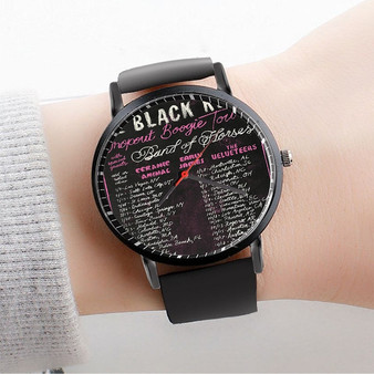Pastele The Black Keys Dropout Boogie Tour Custom Watch Awesome Unisex Black Classic Plastic Quartz Watch for Men Women Premium Gift Box Watches