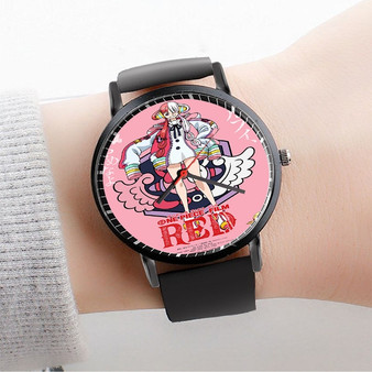 Pastele Uta One Piece Red Custom Watch Awesome Unisex Black Classic Plastic Quartz Watch for Men Women Premium Gift Box Watches