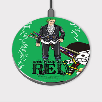 Pastele Roronoa Zoro One Piece Red Custom Wireless Charger Awesome Gift Smartphone Android iOs Mobile Phone Charging Pad iPhone Samsung Asus Sony Nokia Google Magnetic Qi Fast Charger Wireless Phone Accessories