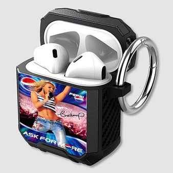 Pastele Britney Spears Pepsi Concert Custom Personalized AirPods Case Shockproof Cover Awesome The Best Smart Protective Cover With Ring AirPods Gen 1 2 3 Pro Black Pink Colors