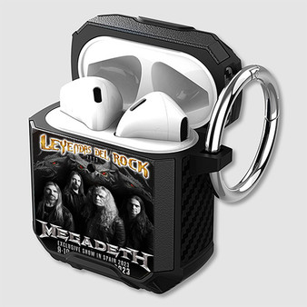 Pastele Megadeth Leyendas Del Rock 2023 Tour Custom Personalized AirPods Case Shockproof Cover Awesome The Best Smart Protective Cover With Ring AirPods Gen 1 2 3 Pro Black Pink Colors