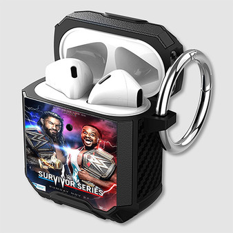 Pastele WWE Survivor Series Roman Reigns vs Big E Custom Personalized AirPods Case Shockproof Cover Awesome The Best Smart Protective Cover With Ring AirPods Gen 1 2 3 Pro Black Pink Colors