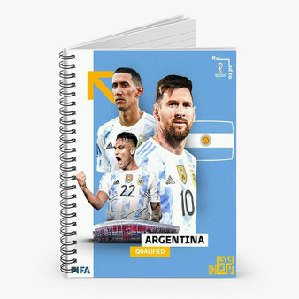 Pastele Argentina World Cup 2022 Custom Spiral Notebook Ruled Line Front Cover Awesome Printed Book Notes School Notes Job Schedule Note 90gsm 118 Pages Metal Spiral Notebook