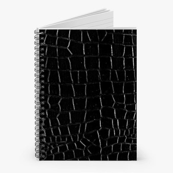 Pastele Black Alligator Skin Custom Spiral Notebook Ruled Line Front Cover Awesome Printed Book Notes School Notes Job Schedule Note 90gsm 118 Pages Metal Spiral Notebook