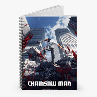 Pastele Chainsaw Man Anime Custom Spiral Notebook Ruled Line Front Cover Awesome Printed Book Notes School Notes Job Schedule Note 90gsm 118 Pages Metal Spiral Notebook