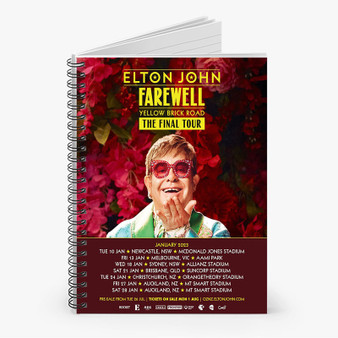 Pastele Elton John 2023 Tour Custom Spiral Notebook Ruled Line Front Cover Awesome Printed Book Notes School Notes Job Schedule Note 90gsm 118 Pages Metal Spiral Notebook