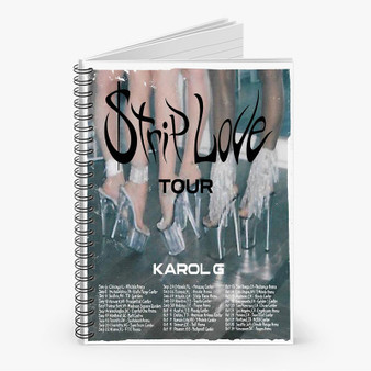 Pastele Karol G Strip Love Tour Custom Spiral Notebook Ruled Line Front Cover Awesome Printed Book Notes School Notes Job Schedule Note 90gsm 118 Pages Metal Spiral Notebook