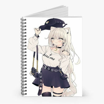 Pastele Kawaii Anime Girl Custom Spiral Notebook Ruled Line Front Cover Awesome Printed Book Notes School Notes Job Schedule Note 90gsm 118 Pages Metal Spiral Notebook