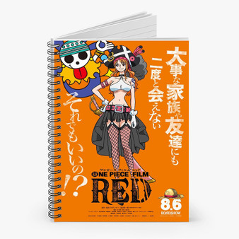 Pastele Nami One Piece Red Custom Spiral Notebook Ruled Line Front Cover Awesome Printed Book Notes School Notes Job Schedule Note 90gsm 118 Pages Metal Spiral Notebook