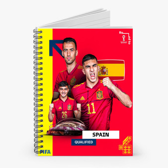 Pastele Spain World Cup 2022 Custom Spiral Notebook Ruled Line Front Cover Awesome Printed Book Notes School Notes Job Schedule Note 90gsm 118 Pages Metal Spiral Notebook