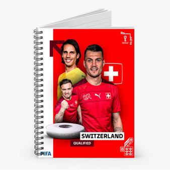 Pastele Switzerland World Cup 2022 Custom Spiral Notebook Ruled Line Front Cover Awesome Printed Book Notes School Notes Job Schedule Note 90gsm 118 Pages Metal Spiral Notebook