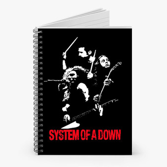 Pastele System of a Down Black Custom Spiral Notebook Ruled Line Front Cover Awesome Printed Book Notes School Notes Job Schedule Note 90gsm 118 Pages Metal Spiral Notebook