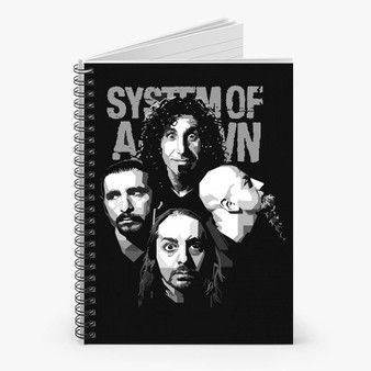 Pastele System of a Down Custom Spiral Notebook Ruled Line Front Cover Awesome Printed Book Notes School Notes Job Schedule Note 90gsm 118 Pages Metal Spiral Notebook