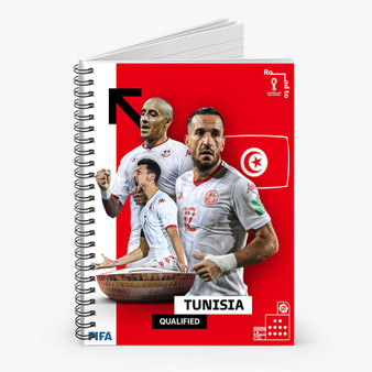 Pastele Tunisia World Cup 2022 Custom Spiral Notebook Ruled Line Front Cover Awesome Printed Book Notes School Notes Job Schedule Note 90gsm 118 Pages Metal Spiral Notebook