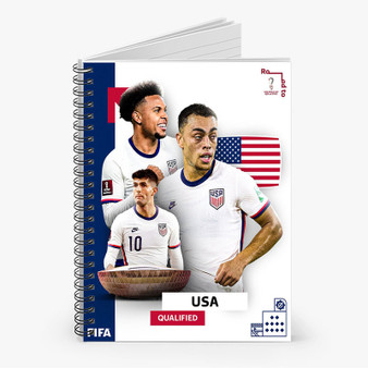 Pastele USA World Cup 2022 Custom Spiral Notebook Ruled Line Front Cover Awesome Printed Book Notes School Notes Job Schedule Note 90gsm 118 Pages Metal Spiral Notebook