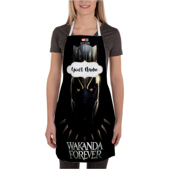Pastele Black Panther Wakanda Forever 2 Custom Personalized Name Kitchen Apron Awesome With Adjustable Strap and Big Pockets For Cooking Baking Cafe Coffee Barista Cheff Bartender