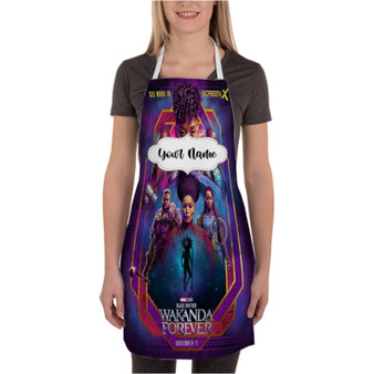 Pastele Black Panther Wakanda Forever Custom Personalized Name Kitchen Apron Awesome With Adjustable Strap and Big Pockets For Cooking Baking Cafe Coffee Barista Cheff Bartender