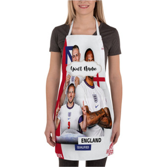 Pastele England World Cup 2022 Custom Personalized Name Kitchen Apron Awesome With Adjustable Strap and Big Pockets For Cooking Baking Cafe Coffee Barista Cheff Bartender