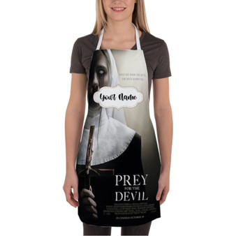 Pastele Prey For The Devil Custom Personalized Name Kitchen Apron Awesome With Adjustable Strap and Big Pockets For Cooking Baking Cafe Coffee Barista Cheff Bartender