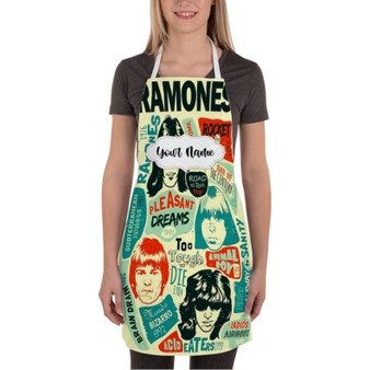 Pastele Ramones Vintage Custom Personalized Name Kitchen Apron Awesome With Adjustable Strap and Big Pockets For Cooking Baking Cafe Coffee Barista Cheff Bartender