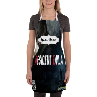 Pastele Resident Evil 4 Remake Custom Personalized Name Kitchen Apron Awesome With Adjustable Strap and Big Pockets For Cooking Baking Cafe Coffee Barista Cheff Bartender