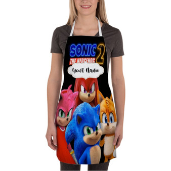 Pastele Sonic the Hedgehog 2 Custom Personalized Name Kitchen Apron Awesome With Adjustable Strap and Big Pockets For Cooking Baking Cafe Coffee Barista Cheff Bartender