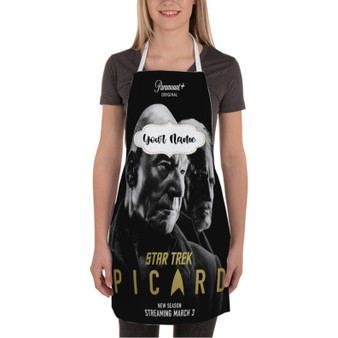 Pastele Star Trek Picard Custom Personalized Name Kitchen Apron Awesome With Adjustable Strap and Big Pockets For Cooking Baking Cafe Coffee Barista Cheff Bartender