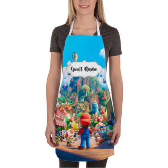 Pastele The Super Mario Bros Custom Personalized Name Kitchen Apron Awesome With Adjustable Strap and Big Pockets For Cooking Baking Cafe Coffee Barista Cheff Bartender