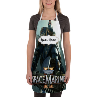 Pastele Warhammer 40 K Space Marine Custom Personalized Name Kitchen Apron Awesome With Adjustable Strap and Big Pockets For Cooking Baking Cafe Coffee Barista Cheff Bartender