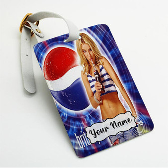 Pastele Britney Spears Pepsi Custom Luggage Tags Personalized Name PU Leather Luggage Tag With Strap Awesome Baggage Hanging Suitcase Bag Tags Name ID Labels Travel Bag Accessories