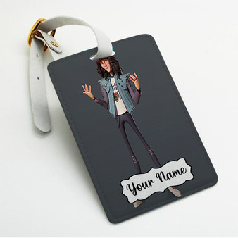 Pastele Eddie Munson Animation Stranger Things Custom Luggage Tags Personalized Name PU Leather Luggage Tag With Strap Awesome Baggage Hanging Suitcase Bag Tags Name ID Labels Travel Bag Accessories