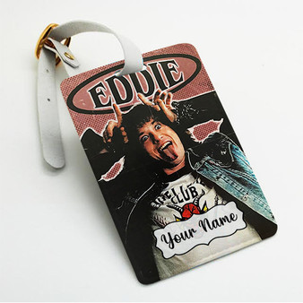Pastele Eddie Munson Custom Luggage Tags Personalized Name PU Leather Luggage Tag With Strap Awesome Baggage Hanging Suitcase Bag Tags Name ID Labels Travel Bag Accessories