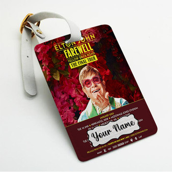 Pastele Elton John 2023 Tour Custom Luggage Tags Personalized Name PU Leather Luggage Tag With Strap Awesome Baggage Hanging Suitcase Bag Tags Name ID Labels Travel Bag Accessories