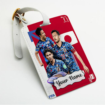Pastele Japan World Cup 2022 Custom Luggage Tags Personalized Name PU Leather Luggage Tag With Strap Awesome Baggage Hanging Suitcase Bag Tags Name ID Labels Travel Bag Accessories