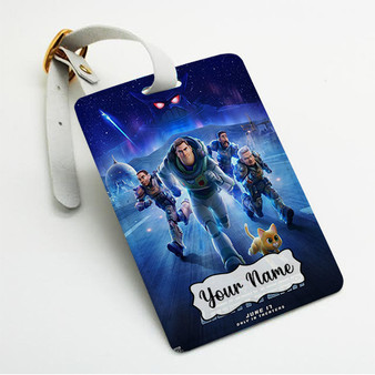 Pastele Lightyear Movie 4 Custom Luggage Tags Personalized Name PU Leather Luggage Tag With Strap Awesome Baggage Hanging Suitcase Bag Tags Name ID Labels Travel Bag Accessories