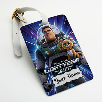 Pastele Lightyear Movie Custom Luggage Tags Personalized Name PU Leather Luggage Tag With Strap Awesome Baggage Hanging Suitcase Bag Tags Name ID Labels Travel Bag Accessories