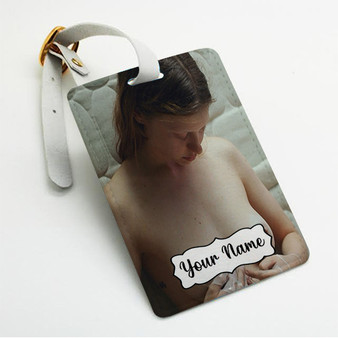 Pastele Mia Goth Nude Custom Luggage Tags Personalized Name PU Leather Luggage Tag With Strap Awesome Baggage Hanging Suitcase Bag Tags Name ID Labels Travel Bag Accessories