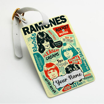 Pastele Ramones Vintage Custom Luggage Tags Personalized Name PU Leather Luggage Tag With Strap Awesome Baggage Hanging Suitcase Bag Tags Name ID Labels Travel Bag Accessories