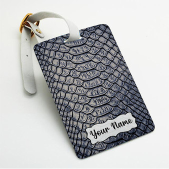 Pastele Snake Skin Custom Luggage Tags Personalized Name PU Leather Luggage Tag With Strap Awesome Baggage Hanging Suitcase Bag Tags Name ID Labels Travel Bag Accessories