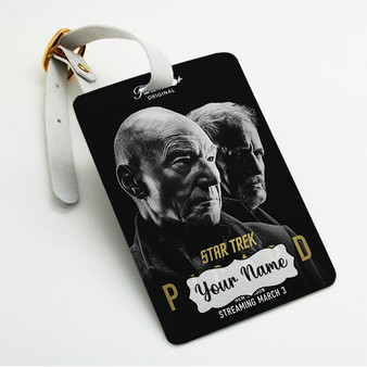 Pastele Star Trek Picard Custom Luggage Tags Personalized Name PU Leather Luggage Tag With Strap Awesome Baggage Hanging Suitcase Bag Tags Name ID Labels Travel Bag Accessories