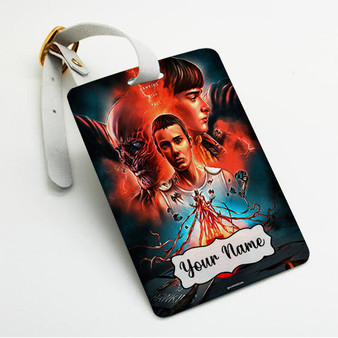 Pastele Stranger Things 5 Series Custom Luggage Tags Personalized Name PU Leather Luggage Tag With Strap Awesome Baggage Hanging Suitcase Bag Tags Name ID Labels Travel Bag Accessories